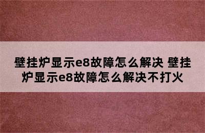 壁挂炉显示e8故障怎么解决 壁挂炉显示e8故障怎么解决不打火